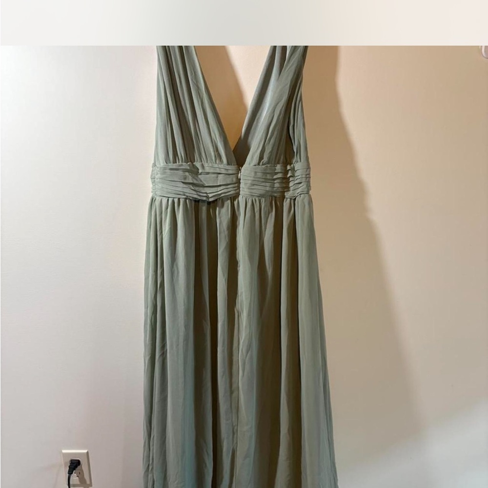 Lulu's Sage Green Backless Dress